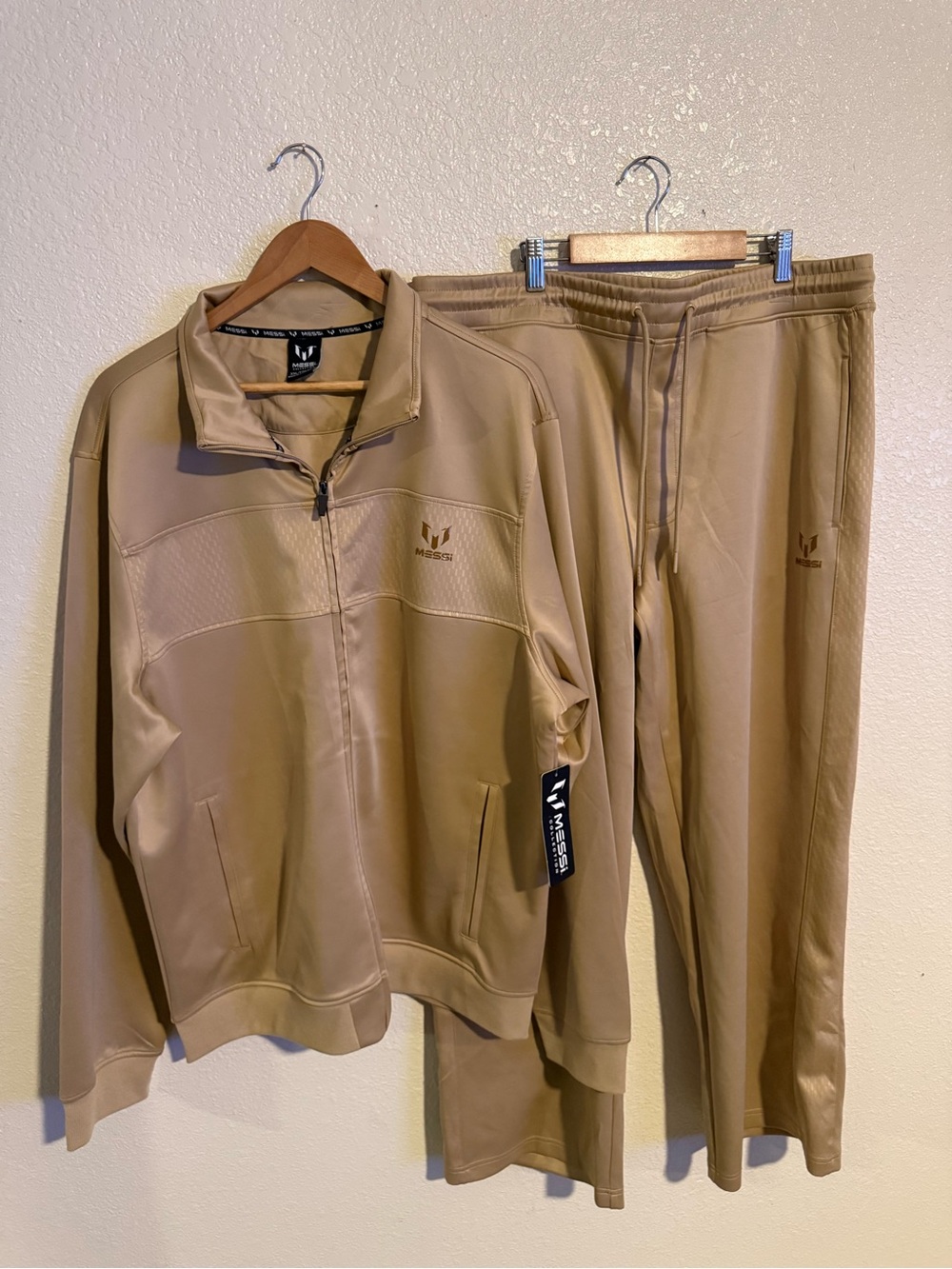 Messi Men's Tan Track Jacket and Pants Set